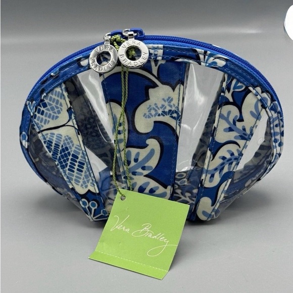 NICE VERA BRADLEY BLUE LAGOON "LITTLE SEASHELL" PVC MAKEUP BAG RETIRED 2011￼ - Picture 1 of 14